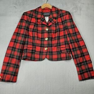 Vintage Versus Gianni Versace Jacket Womens 44 Plaid Wool Gold Button Italy 90s